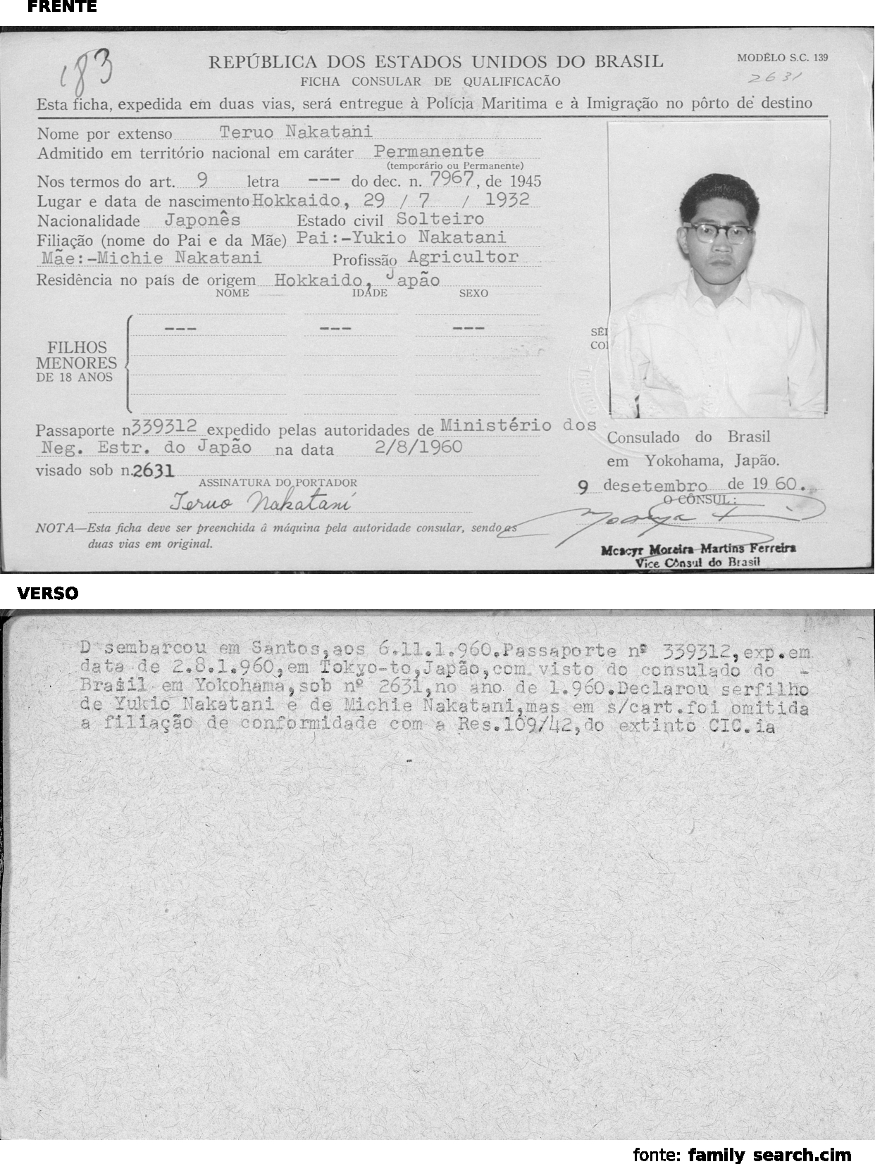 Ficha consular de Nakatani